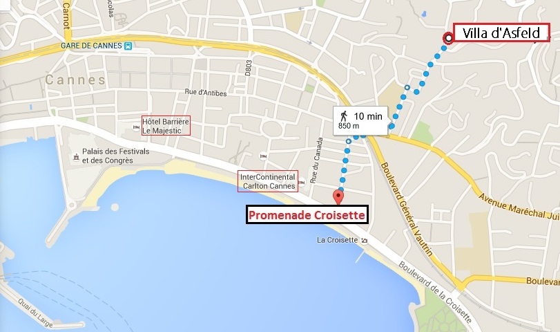 Only 9 min walk from the Croisette